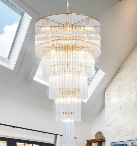 Akeelighting Large Chandelier for High Ceiling 5-Tier Long