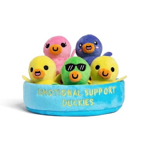 Image of Emotional Support Pals Duckies by Relatable - Cute Stuffed Animals, Squishy Toys and Plushies, Back to School Gift Ideas and Desk Decor for All Ages - Includes 5 Plushies with Plush Carrying Basket