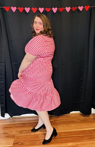 Image of CARCOS Plus Size Dresses for Curvy Women Collared Vneck Short Sleeve Dresses Midi Summer Ruffle Dress with Pocket XL-5XL