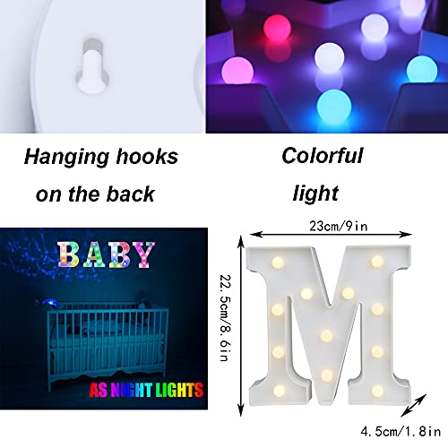 Image of LED Marquee Letter Lights, 18 Colors Changing Light Up Letters with Remote, RGB Alphabet Letters Sign for Girls Boys Gift Birthday Party Night Light Bedroom Wedding Christmas Decor-Colorful M