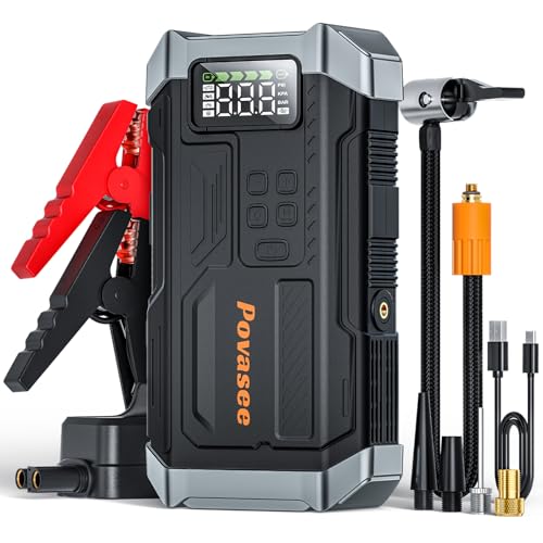 [2026NEW Model] 5000A Jump Starter with Air Compressor,Car Jumper Starter Portable with 150PSI Tire Inflator 12V Jump Bo