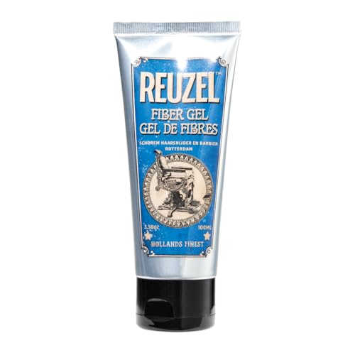 Reuzel Fiber Gel for Men - Alcohol Free Formula - Subtle, Sugary Rum Fragrance - Non Sticky and Flake Free - Adds Fullness and Structure to The Hair - Firm Holding Power - Easy to Wash Away - 200 ml