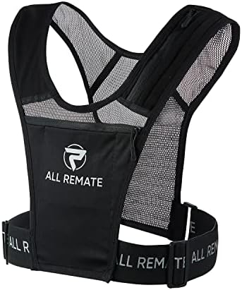 ALL REMATE Running Vest Chest Phone Holder, Adjustable Waistband Reflective Training Workout Gear with Mesh Pocket – Breathable, Light Weight, Comfortable with Phone and Card Pockets.