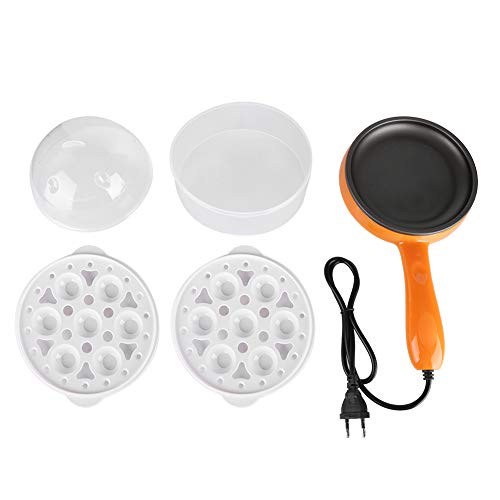 Tomotato Mini poêle à Frire électrique, poêle à œufs antiadhésive avec Supports de Cuisson à la Vapeur, Multifonction pour Petit déjeuner, Burger, 220V, ABS et PP, pour Famille