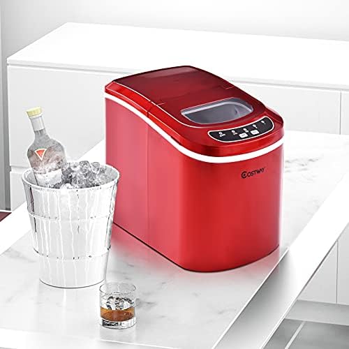 COSTWAY Ice Maker Machine, Portable Counter Top Electric Ice Machine, Silent & Easy Operation, 12Kg Ice in 24 Hours, 2.2 L Tank, Including Scoop and Removable Basket