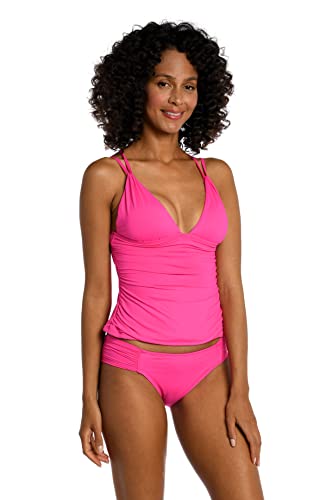 La Blanca Women\'s Island Goddess Over The Shoulder Tankini Swimsuit Top, Pop Pink, 6 - Thumbnail 3