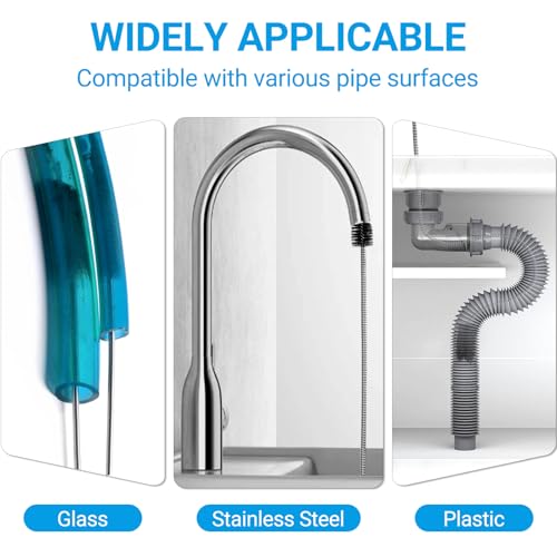 Quelcc 200cm Abflussreiniger Spirale,Doppelkopf-Rohrreinigungsbürste Edelstahl-Kanalreiniger,Nylonfilamenten Edelstahl,Rohrreinigungsbürste,Schlauchbürste für Rohre für breite Rohre,Kanäle,Usw