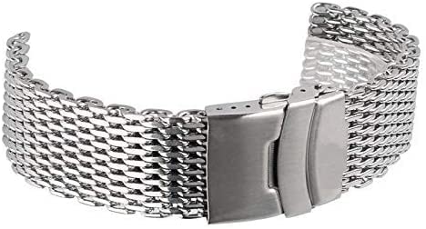 Bracelet de montre acier inoxydable argent maille requin 18mm 20mm 22mm 24mm pour montre homme