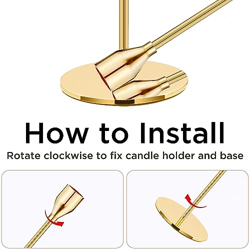 joybest Candle Holder Set of 6, Gold Candlestick Holders for Taper Candles, Taper Candle Holders Fits 3/4 Inch Candle for Wedding, Party, Anniversary or Home Decor