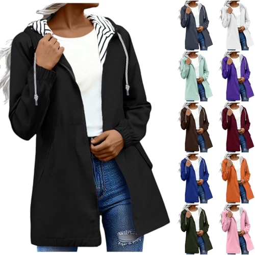 Regenjacke Damen Wasserdicht Atmungsaktiv Regenmantel Leichte Windbreaker...