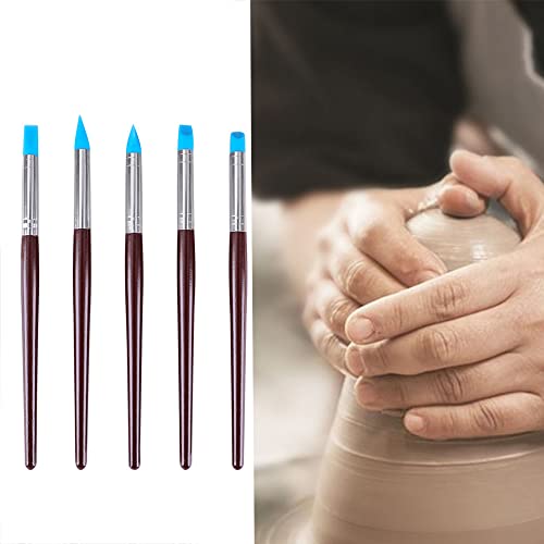 Silicone Clay Sculpting Tool 5Pcs Rubber Tip Silicone Brushes Pottery Clay Pen Shaping Carving Tools #TOP2