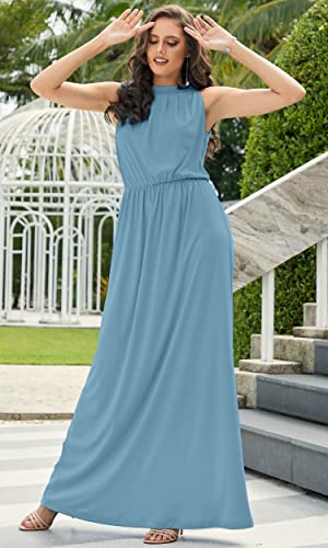 Image of KOH KOH Womens Long Sleeveless Halter Bridesmaid Wedding Guest Maxi Dress