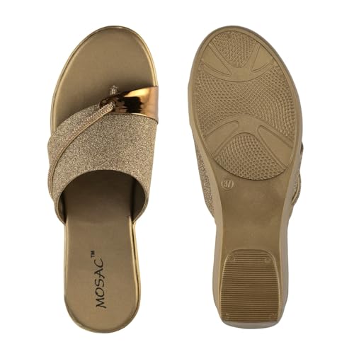 Image of MOSAC Women's Party-Wear Designer Wedding Slip-On Casual Wedge Fashion Wedding Sandal