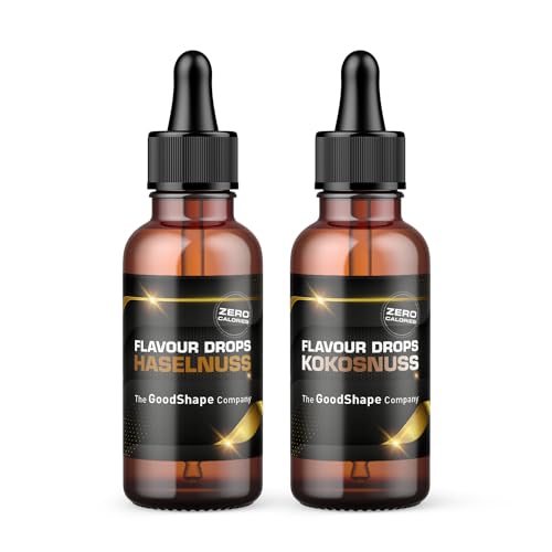 Flavour Drops Lot de 2 gouttes aromatiques sans sucre 50 ml Noisette et noix de coco Gouttes aromatisées sans calories à sucrer avec pipette | Végétalien |...