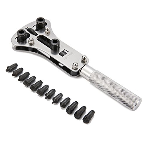 Watch Back Case Opener, BABAN Stainless Steel Professional Adjustable Watch Case Wrench Opener Remover With 12 Bits