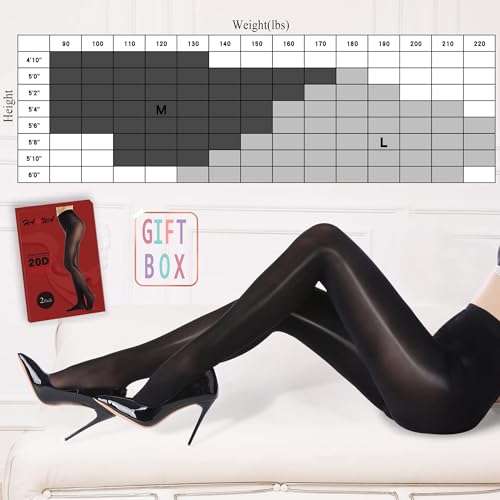 Image of HA WA 3 Pairs Women 20D Sheer Tights Control Top Pantyhose Reinforced Toe
