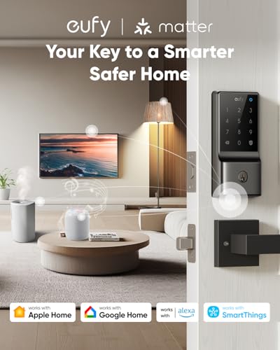 Image of eufy Security Smart Lock C34, Keyless Entry Door Lock with Apple Home Ecosystem, Built-in Wi-Fi Deadbolt for Front Door or Back, Supports Matter, Alexa, Google Home, SmartThings