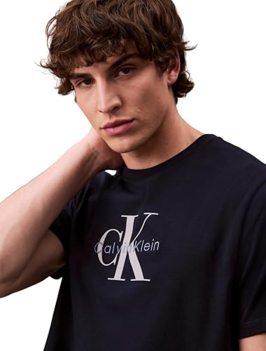 Camiseta Calvin Klein hombre con monograma en algodón premium azul 3