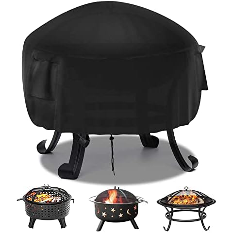 Kingling Fire Pit Cover Round, Fire Pit Covers Waterproof Fits for 41-44 Inch Gas Fire Pit Table Cover-44Dx24H, Black Cover