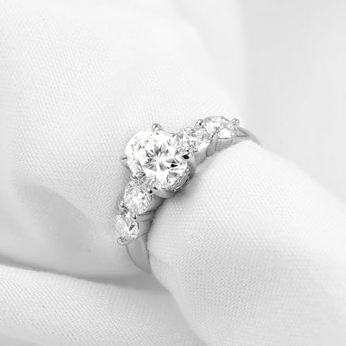 DovEggs 1.5ct Center 6X8mm G-H-I Color Oval Cut Moissanite Engagement Ring 14k Gold Quality Sterling Silver Wedding Ring for Women3