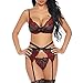 Produktbild CFWL Sexy Dessous Hohle Spitze Sexy DüNne Frauen Dreiteiligen Anzug Bandage BH UnterwäSche Nachthemd VerfüHrerisches Damen Dessous-Set Sexy Dessous Lang Negligee GroßE GrößEn Rot XL