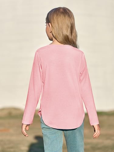 Image of Haloumoning Girls Long Sleeve T Shirts Kids Crewneck Tops 5-14 Years