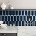 COMSTICKC 10 Pcs Matte Blue Peel and Stick Backsplash for Kitchen, 12"X12" Ultralight PVC Wall Tiles Long Fish Scale 3D Adhesive Peel and Stick Tile Backsplash for Kitchen,Bathroom,Living Room