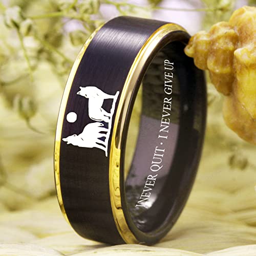 CLOUD DANCER Wolf Ring Howling Wolves Ring Moon Ring I Am Wolf Ring Wolf Design for Wedding Ring -Free Customized Engraving4