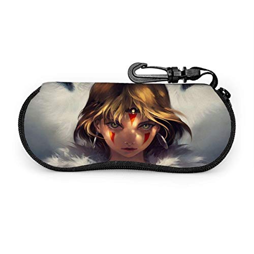 Preisvergleich Produktbild Princess Mononoke Brillenetui Sonnenbrille Softcase Ultraleichtes Neopren-Reißverschluss-Brillenetui mit Gürtelclip Multifunktionsbrillenetui