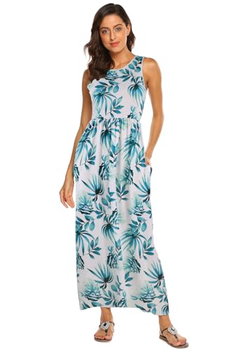Image of Hount Women's Summer Sleeveless Striped Flowy Casual Long Maxi Dress with Pockets