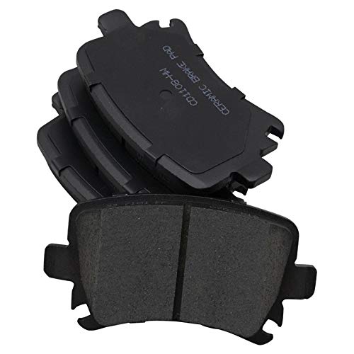 Image of TRQ Rear Brake Pad and Rotor Set Ceramic G Coated Rotors Calipers Compatible with 2010 Audi A3 A3 Quattro Volkswagen Golf Jetta 2011 GTI