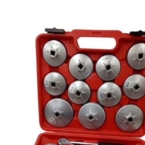 Juego 23 Llaves Copa Filtro Aceite Aluminio Cromado | Kit extracción profesional, herramienta mantenimiento automóvil, juego 23 piezas aluminio, llaves copa resistentes corro
