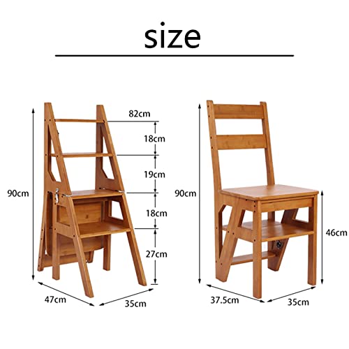 Silla de escalera plegable de madera con taburete móvil multiusos para el hogar 3