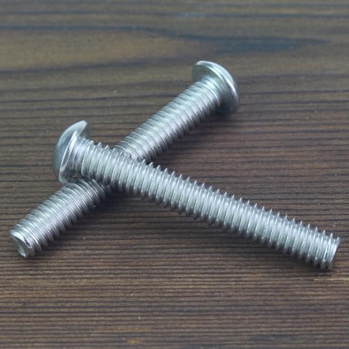 Image of 20 Pieces 1 /4-20 x 1-3 /4 inch Button Head Socket Cap Screws Bolts, HELIFOUNER 304 Stainless Steel (18-8) Screws, Bright Finish, Fully Threaded