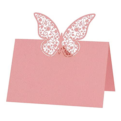 Surakey 50PCS Marque Place Mariage 12x9cm 3D Papillon Évidé Cartons de Nom de Table Nom D'Invité Porte Nom Table Cartons de Placement pour Mariage,...