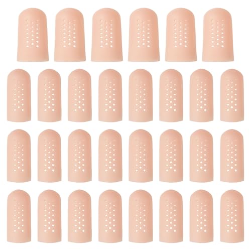 PATIKIL Fundas Para Dedos Silicona, Protectores Puntas Dedos Guantes Respirables Gorros Reutilizables Agujeros Aire Piel Seca Y Agrietada, 1.77x0.67 Pulgadas, 1.77x0.94 Pulgadas, 30 Piezas