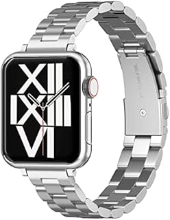 ARTCHE Thin Watch Strap for Apple Watch 41mm 40mm 38mm, Women Slim Stainless Steel Adjustable Replacement Band Jewelry Belt, Compatible with iwatch Straps Series 8/7/6/SE/5/4/3/2/1, Silver & Gold