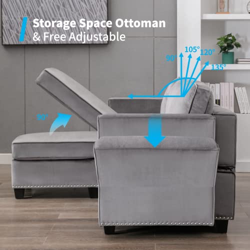 Mjkone Convertible Sectional Sofa Couch, U Shaped Sleeper Couch With Adjustable Back And Armrests & Storage Seats, Modular Sofa Couch With Convertible Chaise (Light Grey) #TOP3