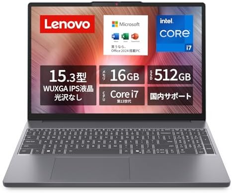 （11:30時点） 【Amazon.co.jp限定】Lenovo ノートパソコン パソコン IdeaPad Slim 3 15.3インチ 第13世代 インテル® Core™ i7 プロセッサー搭載 13620H メモリ16GB SSD512GB MS Office 2024搭載 Windows11 バッテリー駆動16.9時間 重量1.59kg ルナグレー 83K100G5JP ノートPC