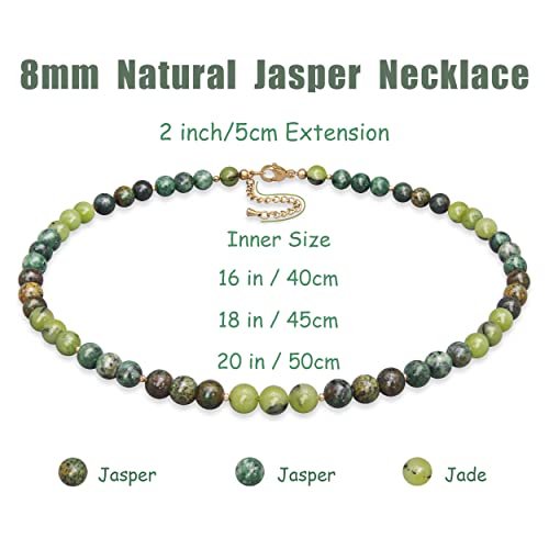 Beaded Necklace for Women,8MM Jasper Stone Necklace, Handmade Fashion Jewelry Gifts,Bead Choker Necklace3