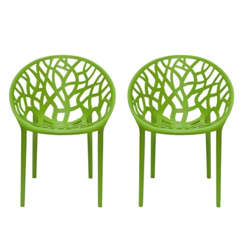 Image of activa Crystal Plastic Arm Chair | Stackable Indoor Outdoor Chair for Home, Balcony, Patio & Garden | Comfortable Designer Armrest Chair | Durable Plastic Seating Furniture (Green, Set of 2)
