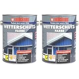 Wilckens Wetterschutzfarbe seidenglänzend, 2,5 l, RAL 6002 Laubgrün (Packung mit 2)