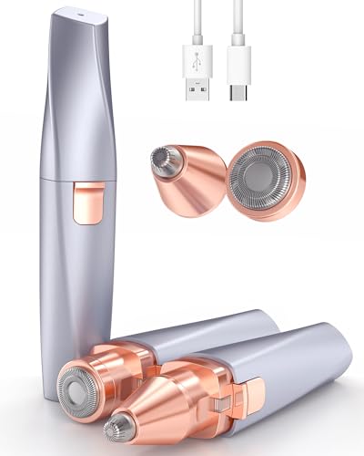Eyebrow Trimmer Facial Hair Removal for Women: 2 in 1 Rechargeable Facial Hair Remover & Eyebrow Razor, Electric Painless Face Shaver for Women with LED Light for Eye brow, Lips & Face