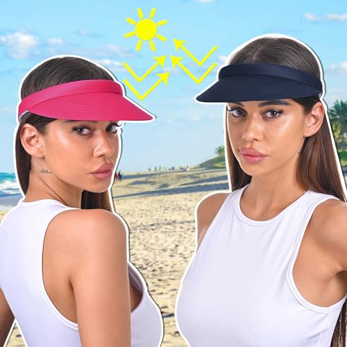 Image of 3 Pack Sports Sun Visor Hat Women Men Adjustable Clip On Visors Outdoor Golf Beach Cap