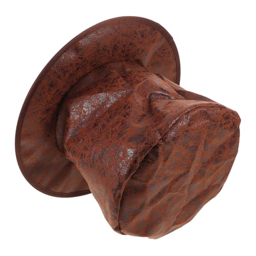 Ciieeo Sombrero de Copa Alto Vintage para Hombre en Tela de Terciopelo Marrón, Accesorio de Disfraz Steampunk y Jazz, Adecuado para Fiestas, Cosplay y Actuaciones en Escenario