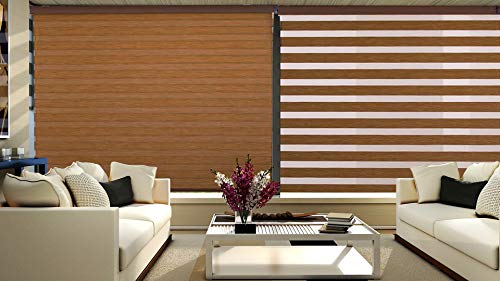 Image of Zebra Blinds Polyester Brown Corded Windows Door Home Decor Combi Curtain W150xH130 Brown