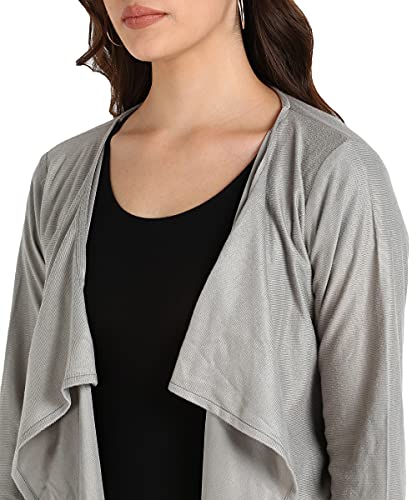 Image of SEREIN Women's Shrug (Grey Colored Solid Kniited Jacket with Full Sleeve)