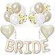 Bride to Be Luftballons, Bride Deko Ballon, Cremeweiß Buchstaben Ballons mit Herz Folienballon, Bachelorette Party Deko, Hochzeit Deko