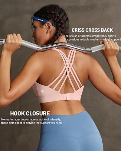 Image of RUNNING GIRL Sports Bras for Women,Crisscross Back High Impact Sports Bra with Hook Closure Workout Supportive Bra