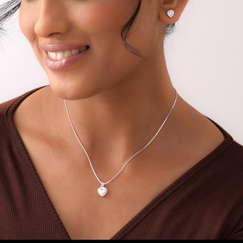 Image of TRUESILVER ACPL 925 Sterling Silver Jewellery Set for Women | BIS Hallmarked Pendant Necklace & Earrings Set | Silver Jewelry Gift for Women